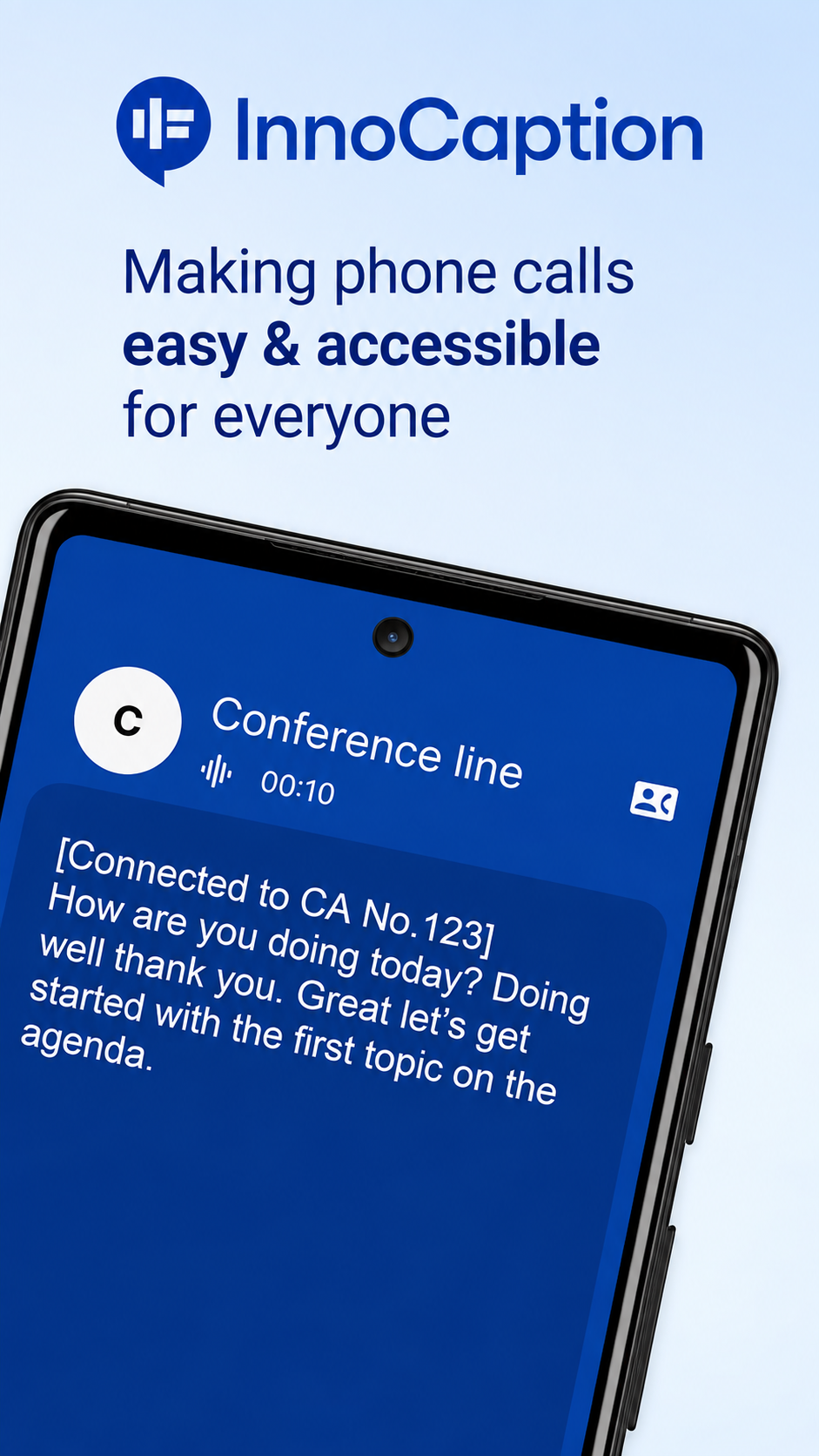 InnoCaption conference call with live captions